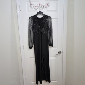 Black Sequin Long Sleeve Dress
